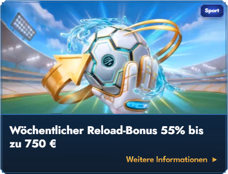 Banner zum wöchentlichen Reload-Bonus von Casea Casino