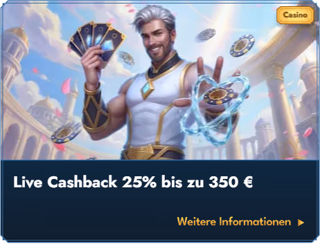 Banner zum Live-Cashback von Casea Casino